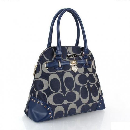 Coach Bleecker Pinnacle Riley Logo Medium Navy Satchels ETT - Click Image to Close